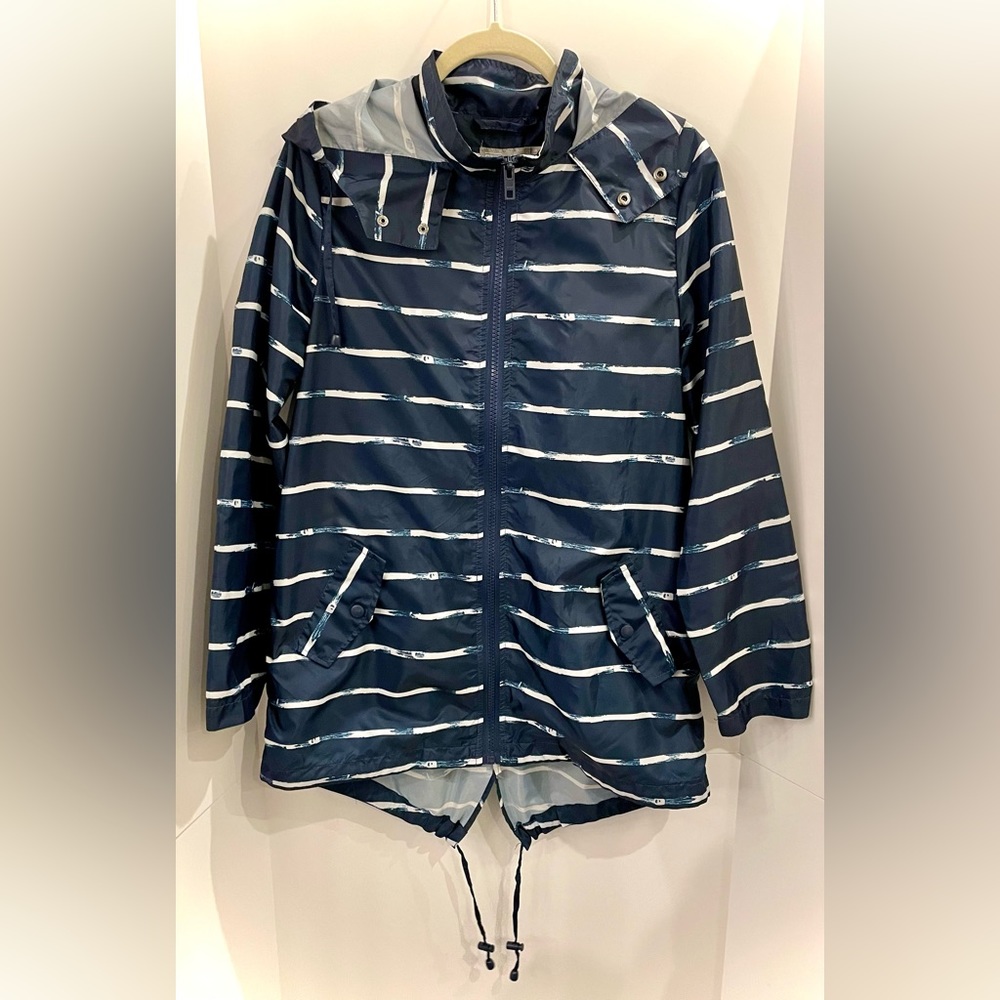 ASOS Lightweight Thin Wind Breaker in Navy Blue Stripe, Women’s Size 10